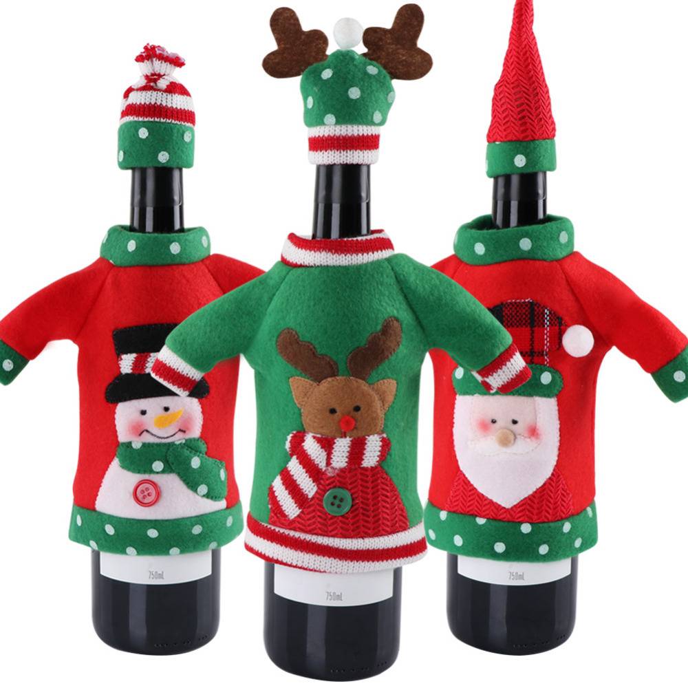 Christmas Ugly Sweaters Red Wine Bottle Covers